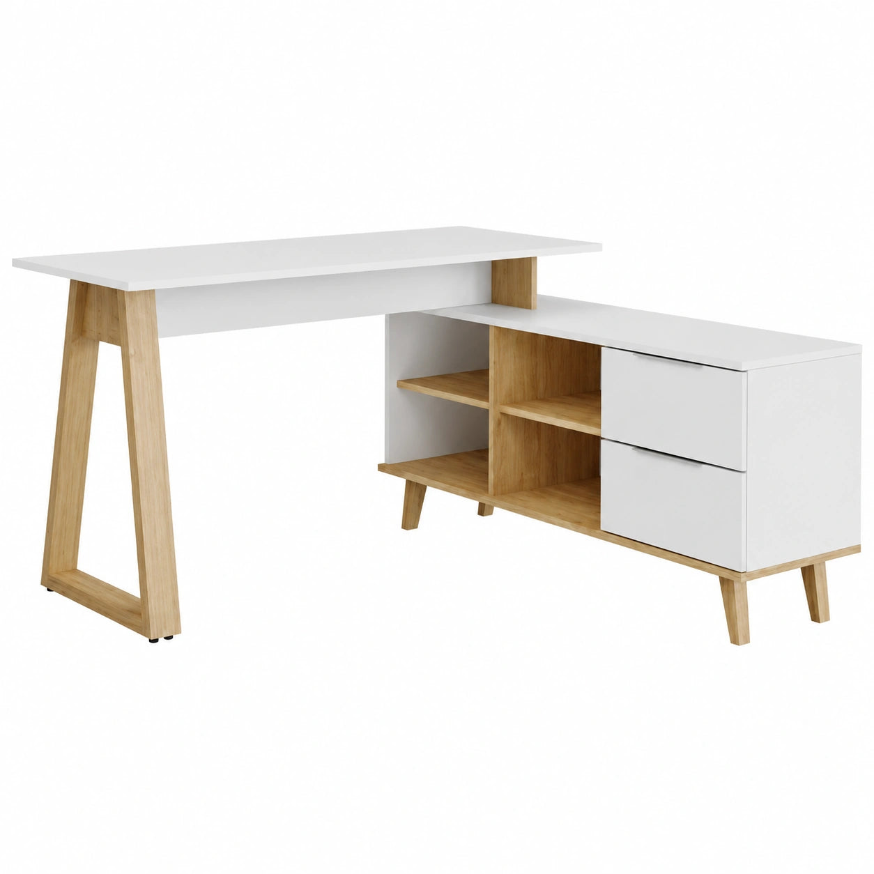 Bureau, avec tiroirs, coloris blanc, 138 x 60 cm, pour l’espace de travail