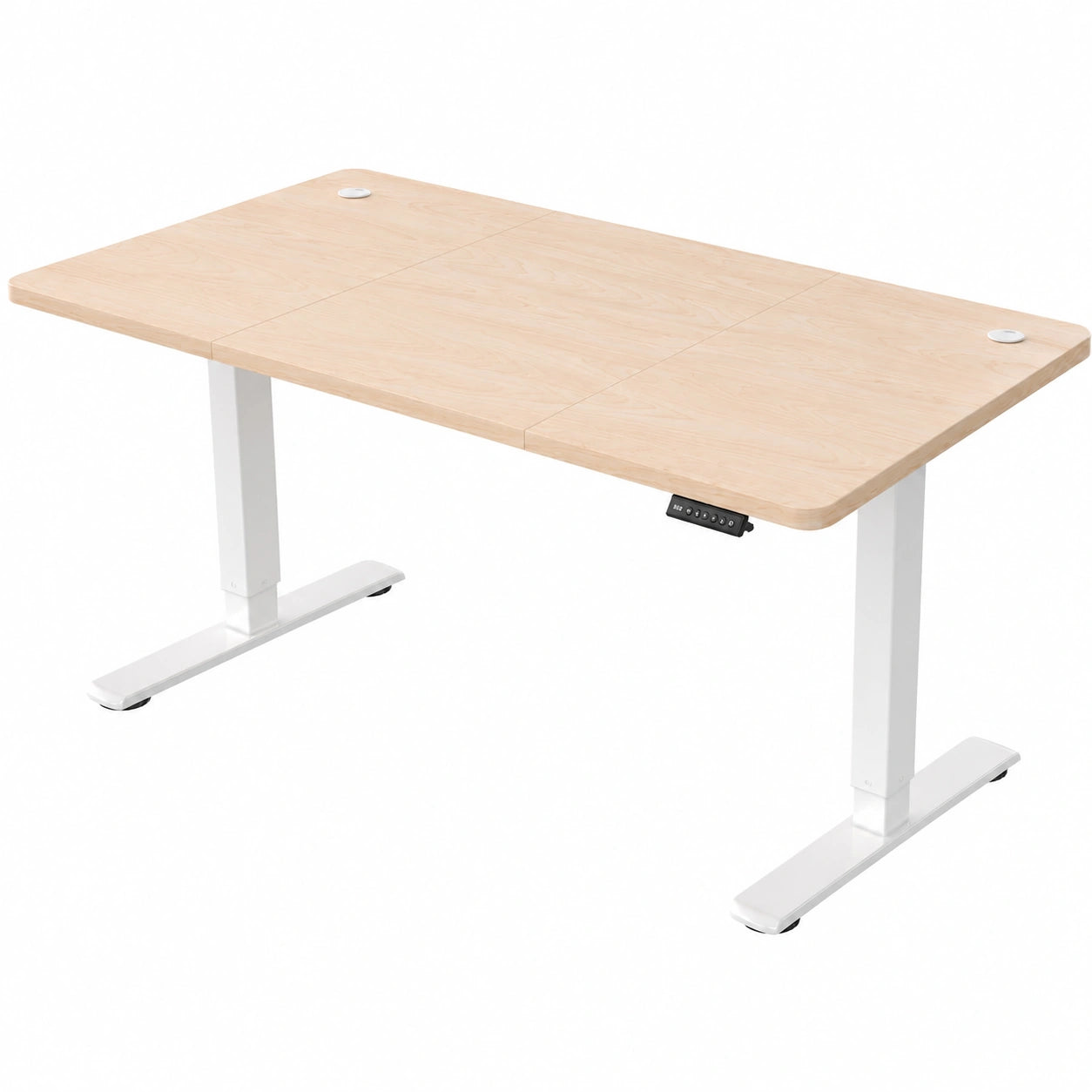 Bureau, réglable, avec prise intégrée, 160 x 70 cm, coloris beige, pour l’espace de travail
