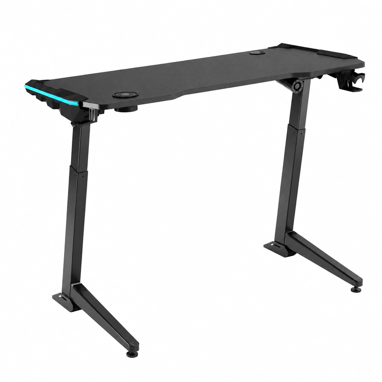 Bureau, réglable, avec éclairage LED, coloris noir, pour l’espace de travail