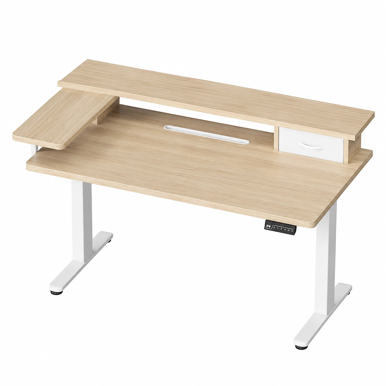 Bureau, avec tiroirs, avec prise intégrée, coloris beige, 120 x 60 cm, pour l’espace de travail