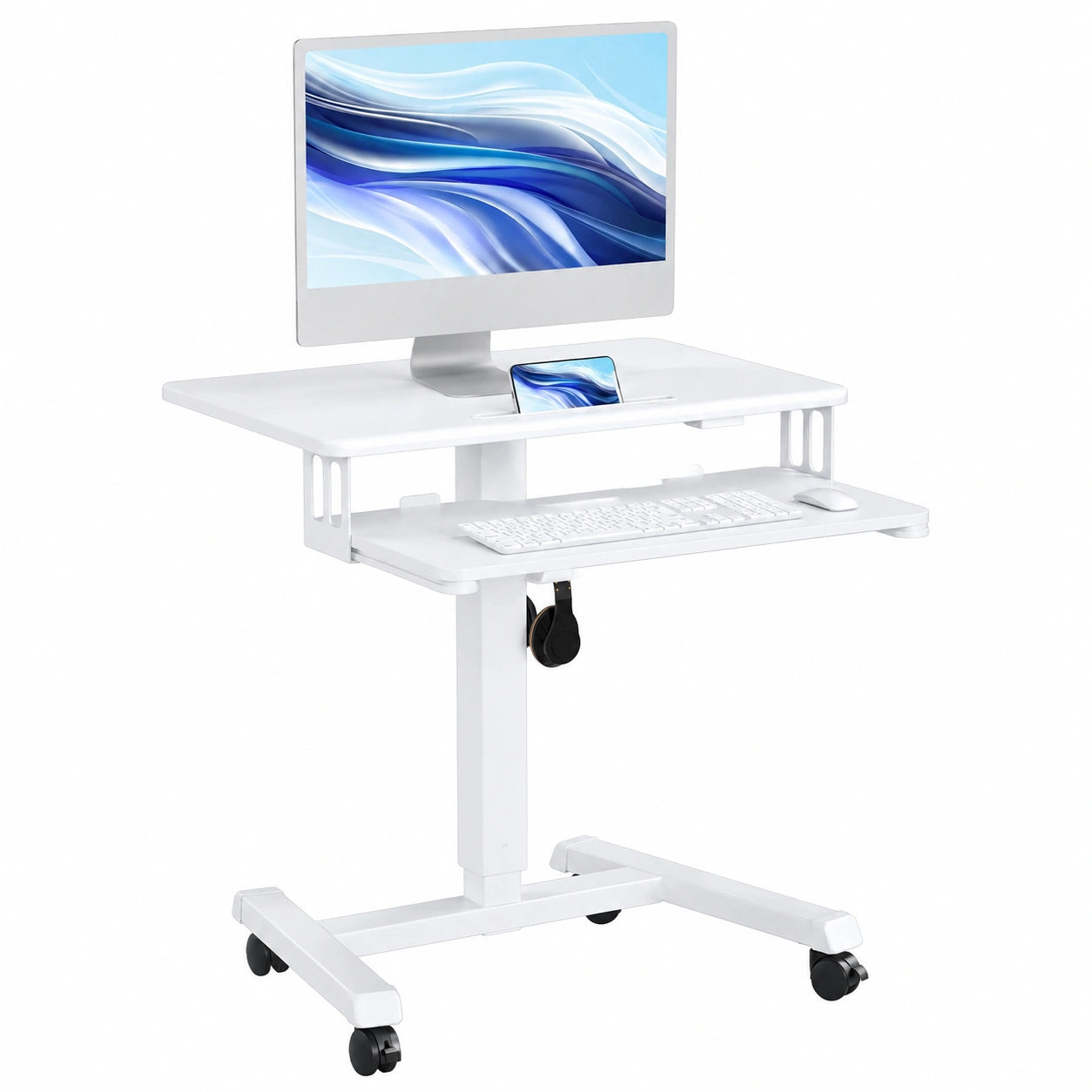 Bureau, réglable, sur roulettes, pour l’espace de travail