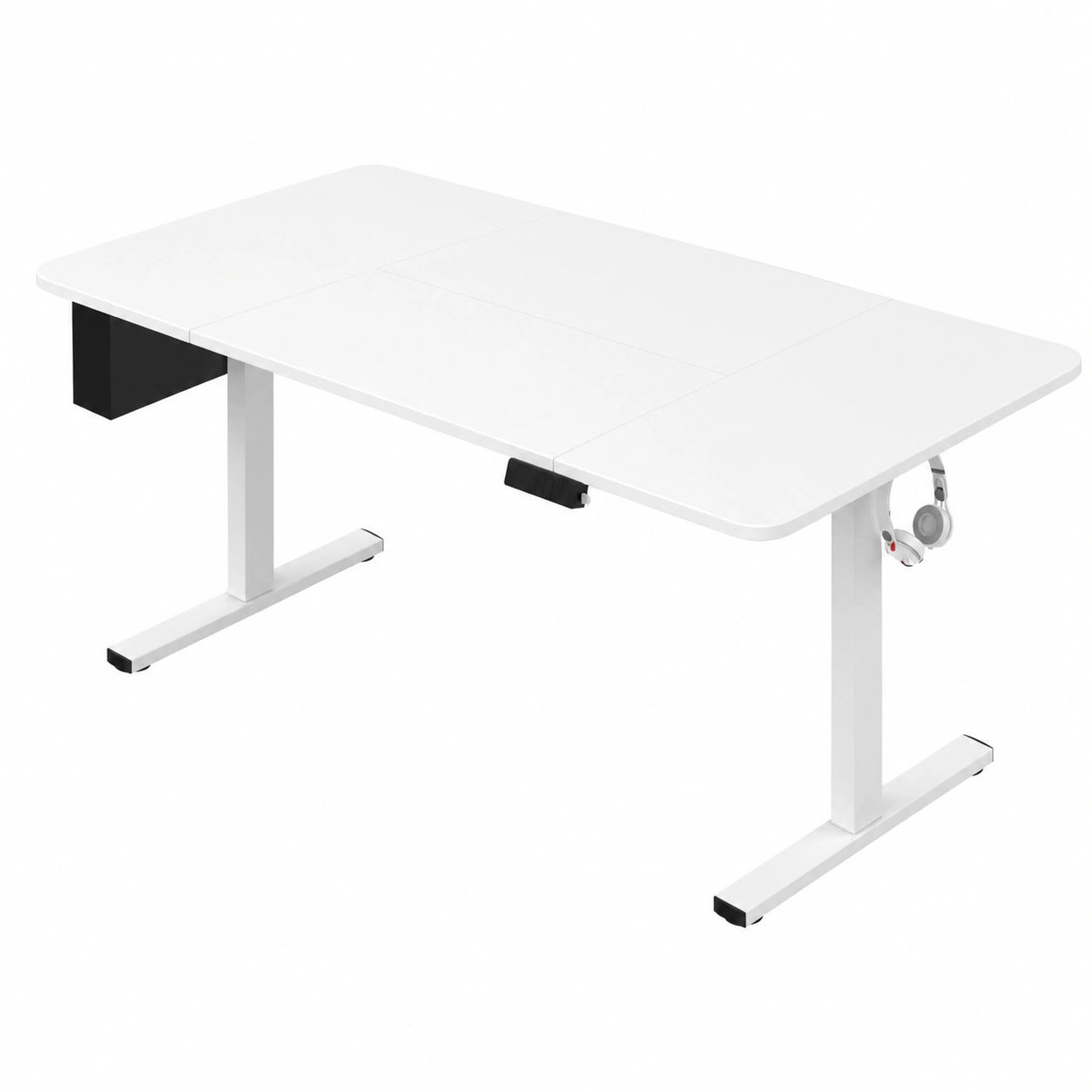 Bureau, réglable, avec rangement, avec crochets, coloris blanc, 160 x 80 cm, pour l’espace de travail