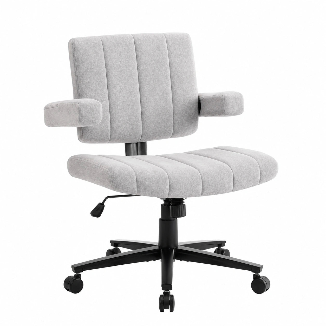 Bureau, en tissu, pivotant, réglable, sur roulettes, coloris gris, pour l’espace de travail