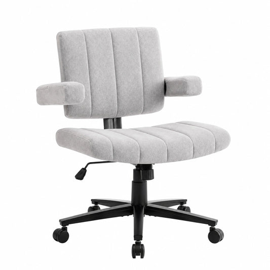 Bureau, en tissu, pivotant, réglable, sur roulettes, coloris gris, pour l’espace de travail