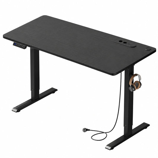 Bureau, avec prise intégrée, 120 x 60 cm, coloris noir, pour l’espace de travail