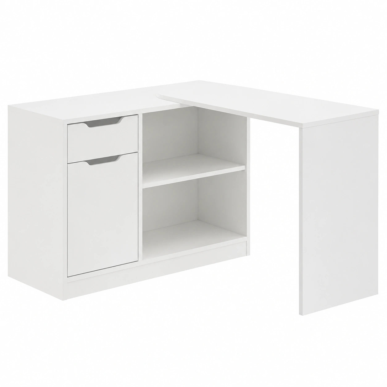 Bureau, pivotant, avec rangement, avec tiroirs, coloris blanc, pour l’espace de travail