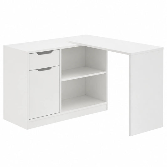 Bureau, pivotant, avec rangement, avec tiroirs, coloris blanc, pour l’espace de travail