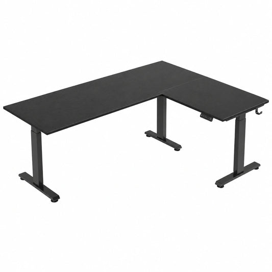 Bureau, réglable, 180 x 140 cm, coloris noir, pour l’espace de travail