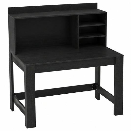 Bureau, avec rangement, avec étagères, avec prise intégrée, coloris noir, pour l’espace de travail