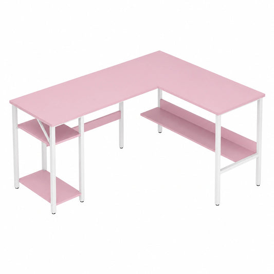 Bureau, avec étagères, avec prise intégrée, coloris rose, pour l’espace de travail